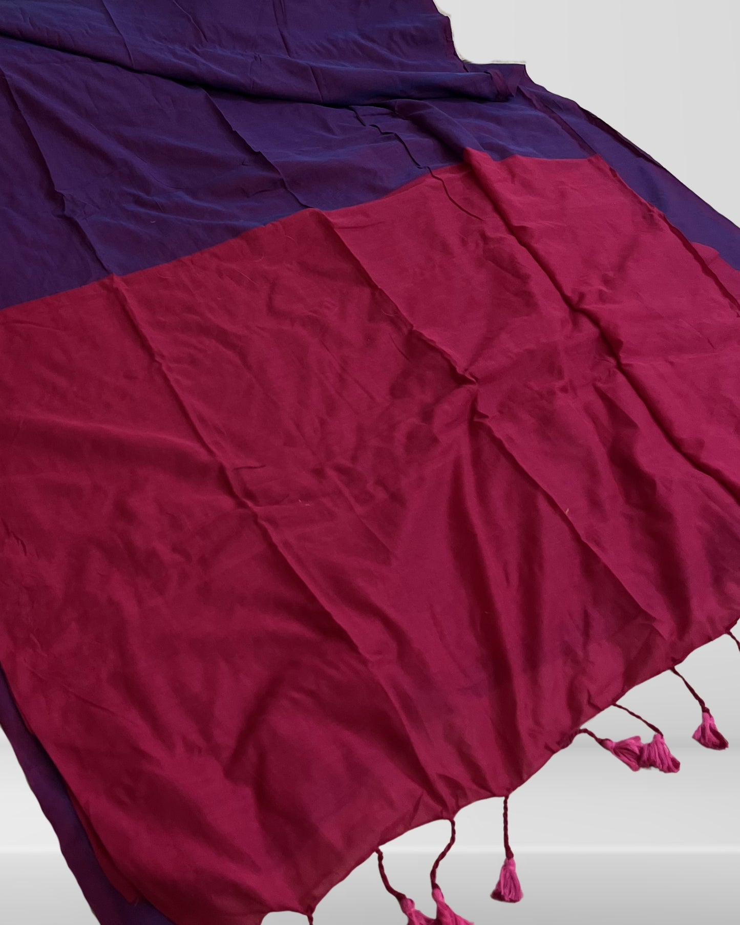 Purple and Pink Handwoven Khadi Cotton Saree