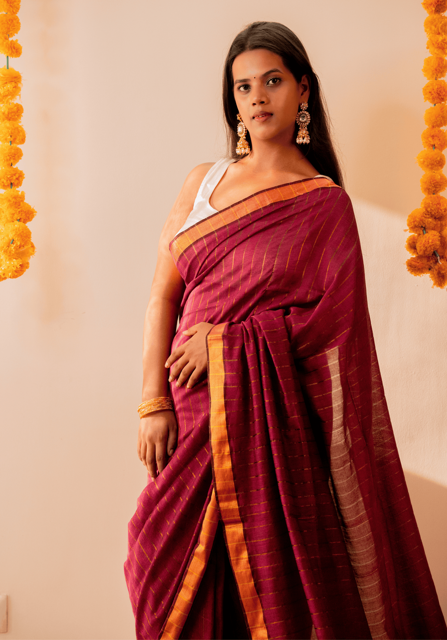 Pink Soft Cotton Sequins Saree With Zari Border