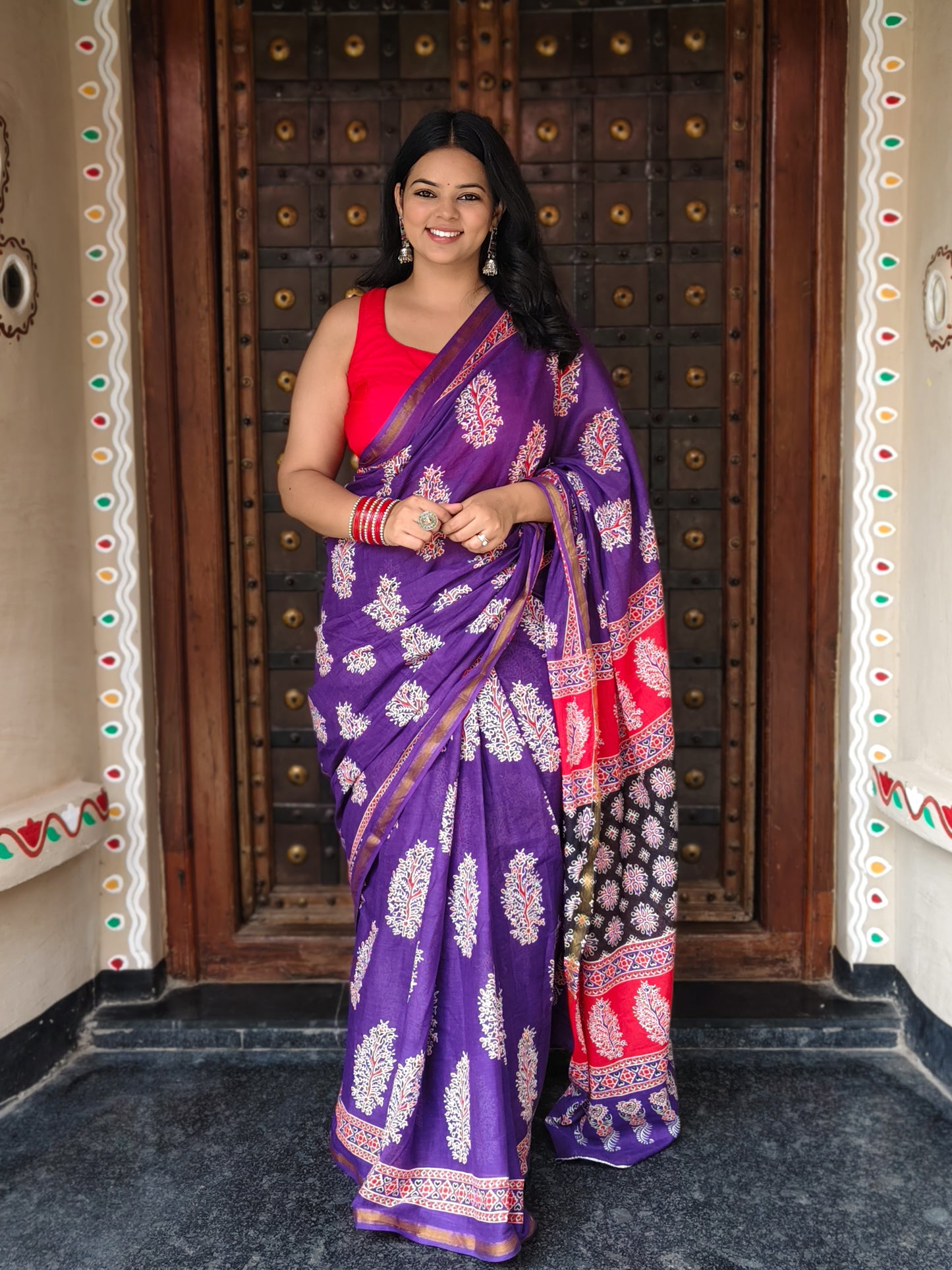 Jamuni Handblock Printed Chanderi Cotton Saree