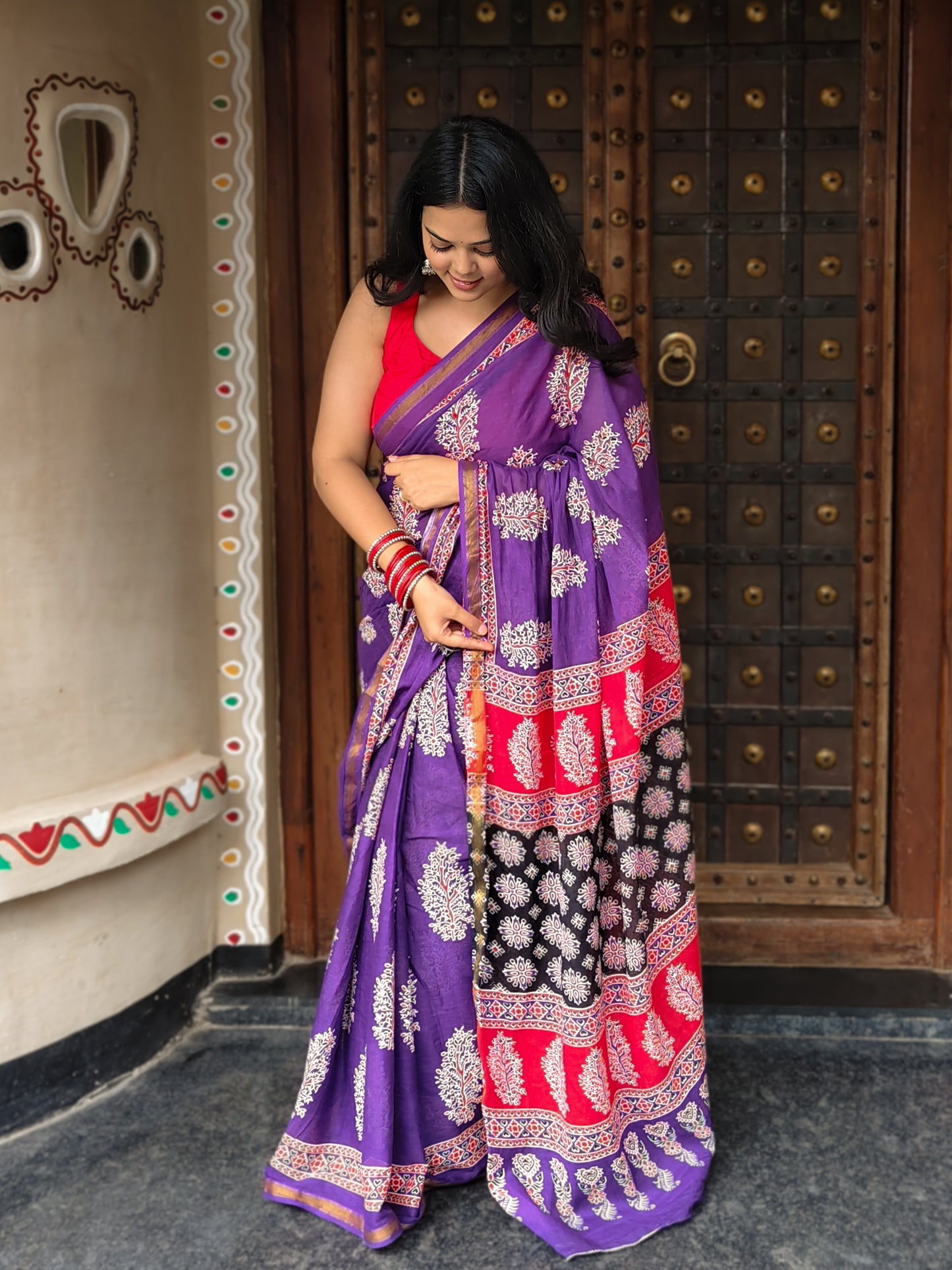 Jamuni Handblock Printed Chanderi Cotton Saree