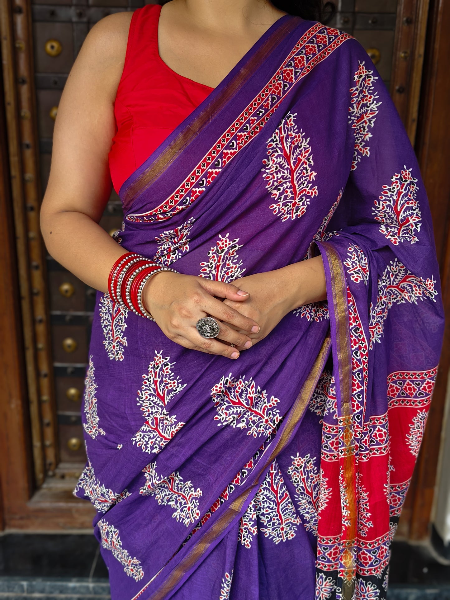 Jamuni Handblock Printed Chanderi Cotton Saree