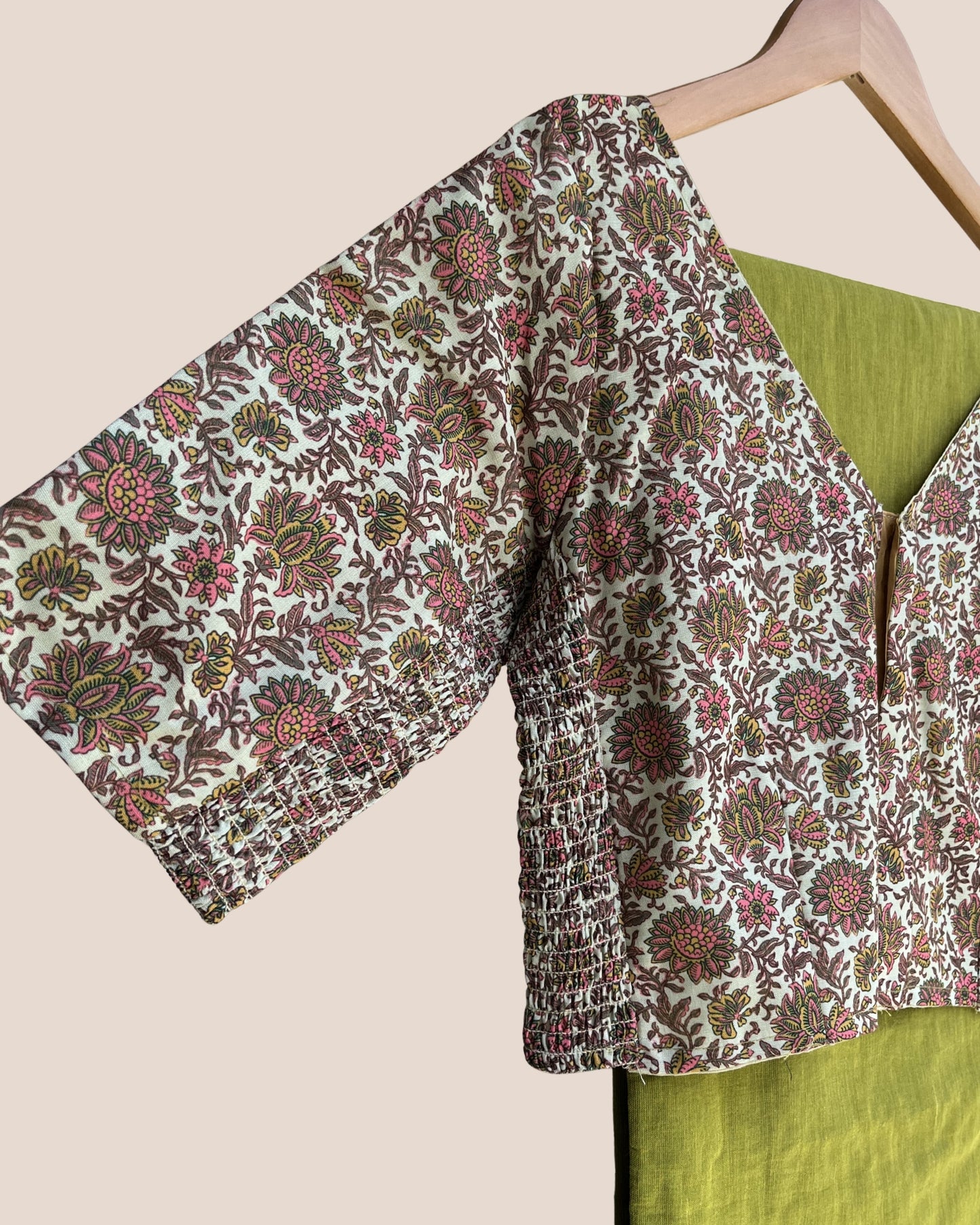 Parrot Green Handwoven Khadi Cotton Saree + Stretchable Cotton Blouse Combo