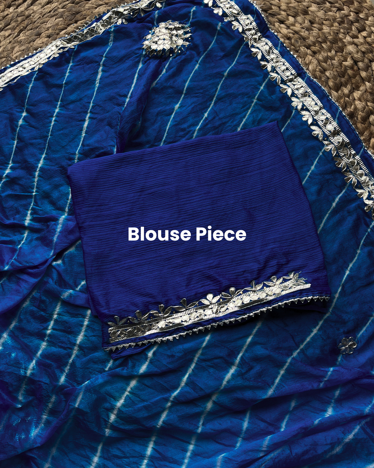 Royal Blue Gota Patti Leheriya Chinon Saree